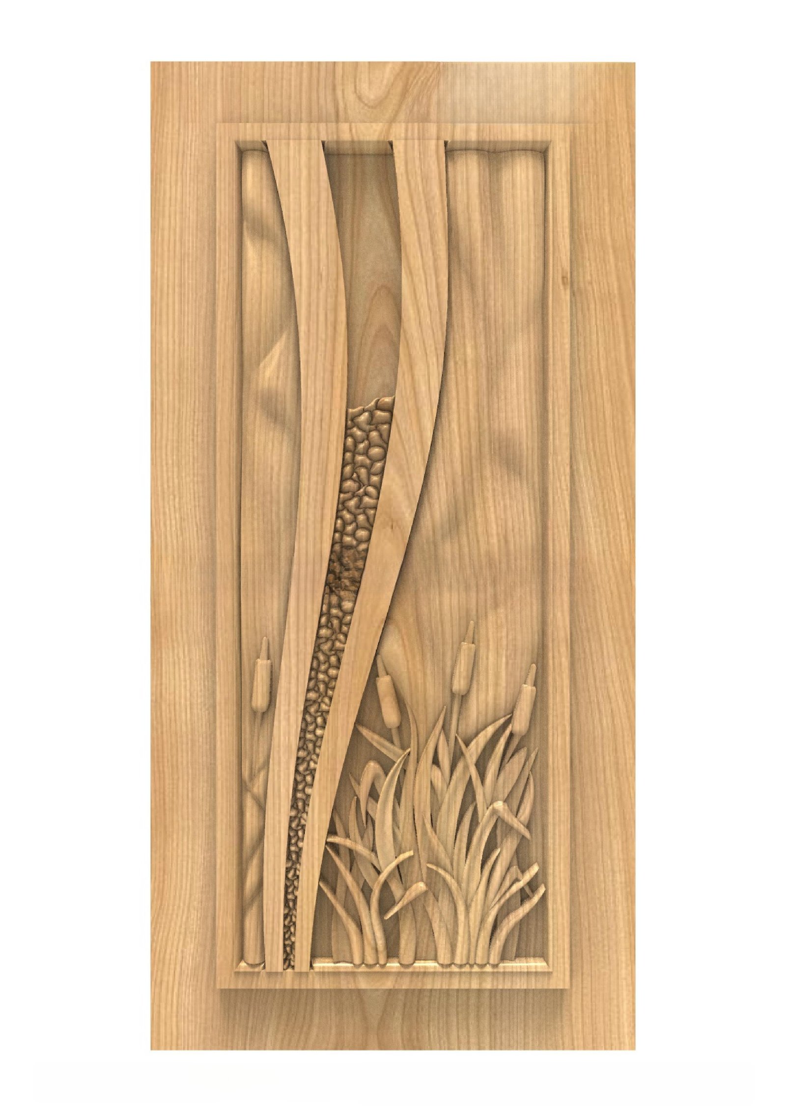 GSK DELITE DOORS - DL-13 Modern Nature-Inspired Reed and Riverbank Carved 3D Door Design